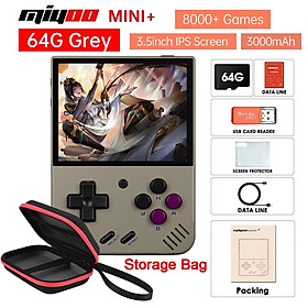 Máy chơi game cầm tay MIYOO Mini Plus Retro Màn hình IPS 3,5 inch Hệ thống Linux 16000 Trò chơi Máy chơi game di động Quà tặng cho trẻ em Màu sắc: 64G Xám 8000 Trò chơi
