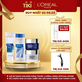 Bộ 4 Bước Dưỡng Trắng Và Hỗ Trợ Trị Thâm Nám L'oreal Paris White Perfect Clinical