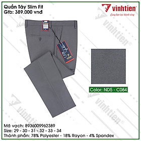 Quần tây nam trơn màu Slimfit Vĩnh Tiến 389 - vải giãn nhẹ