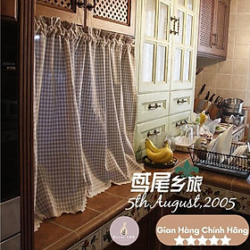 Mua Rèm kẻ caro be che kệ bếp và viền phong cách vintage chống nắng cao cấp  màn vải treo tường trang trí decor phòng ngủ