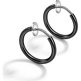 Bông Tai Nam Khoen Tròn Loại Kẹp Ko Cần Bấm Lỗ Tai Chất Liệu Thép Titan Ko Đen Ko Dị Ứng TT 0852 - 1 Cặp