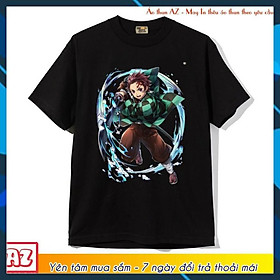 Áo thun Kimetsu no Yaiba Tanjiro Kamado màu đen - Lưỡi gươm diệt quỷ M2725