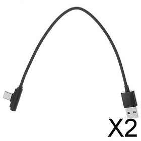 2x90 Degree USB Type C Cable Fast Charging Data Cable for Android Black 0.25m