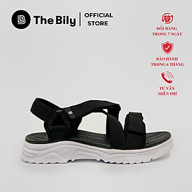 Giày Sandal Nam The Bily Quai Chéo Đôi -  Đế Trắng Lót Đen Màu Đen BLDTMD02