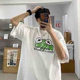 4 Color【M-3XL】Summer New Style Fashion Frog Printed Graphic Short Sleeve T-shirt Men Breathable Unisex Half Sleeve T-shirt Oversize Student Short T-shirt Couple Wear