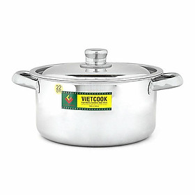 Nồi inox Vietcook nắp inox 1 đáy- size 24cm