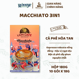 LION CAFE - Cà phê hòa tan 3in1 - Cà phê Macchiato - Hộp 180g (10 gói x 18g)