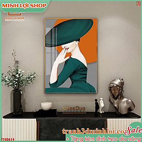 Tranh cô gái tráng gương pha lê hiện đại trang trí phòng khách,không gian tặng tân gia TẶNG KÈM ĐINH TREO GIRL022
