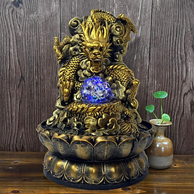 Desktop Water Fountain Feng Shui Waterfall Statue Ornament With Rolling Ball