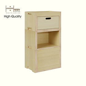 Mua HAPPY FURNITURE   Gỗ tự nhiên   Tủ lưu trữ 3 tầng 1 ngăn kéo gỗ Plywood - GAMOR   TLT_035   45cm x 30cm x 83cm DxRxC