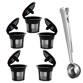 5PCS Refillable Coffee Capsules Set Coffee Filters Cup Reusable Pod Coffer Supplies Set for Keurig 2.0 1.0 Mini Plus