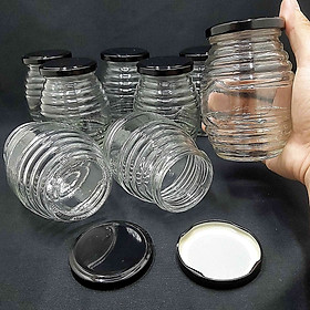 Mua combo 3 hũ thủy tinh 350ml mẫu con ong nắp thiếc đen vặn – hủ đựng mật ong  yến chưng  dầu dừa  gia vị  thức uống  sữa chua
