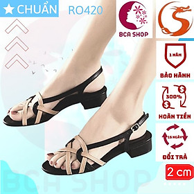 Giày sandal nữ cao gót 2 phân hàng hiệu rosata màu kem ro420