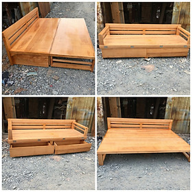 Sofa giường - giường gấp gỗ sồi 1m2 x 2M
