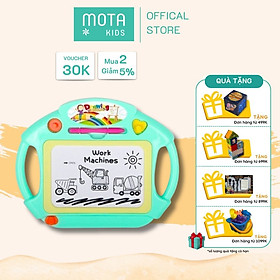 [M2002XANH - Mota Montessori] Đồ chơi cho bé Bảng vẽ tự xóa POLI kèm bút từ màu xanh - Hàng chính hãng