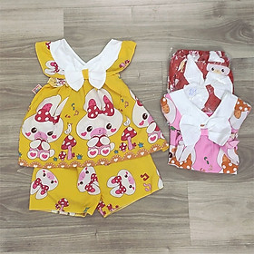 Bộ bé gái mặc nhà mùa hè, đồ bộ bé gái giá rẻ, bộ đồ bé gái tay ngắn chất lụa mát Chất lụa mát mịn phù hợp cho ngày nắng
