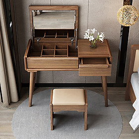 Mua Bàn Trang Điểm Gỗ Tự Nhiên  Bàn Phấn Kèm Ghế Kết Hợp Làm Việc Có Gương Gập Mở Thông Minh Rộng 100cm