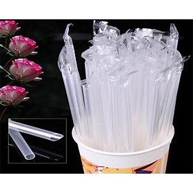 Ống hút trà sữa màu trắng có màng bọc cao cấp