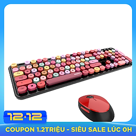 Bàn phím và chuột màu hỗn hợp trò chơi 2.4Ghz không dây Vintage Universal Bàn phím và bàn chơi game dành cho nữ