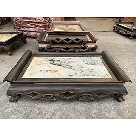 Mua Khay Trà Bông Mai Mặt Đá Gỗ Mun Sang Trọng Bàn Khách