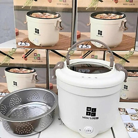 Nồi Lẩu Điện Đa Năng MISU LOUIS Kèm Giá Hấp Inox - Nồi Nấu Mini Chống Dính Cao Cấp Cho 1-2 Người Ăn