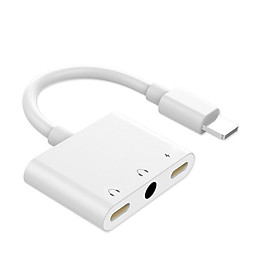 Adapter Chia Cổng Lightning Thành 2 Cổng Âm Thanh 3.5mm Và 1 Cổng Sạc - Trắng