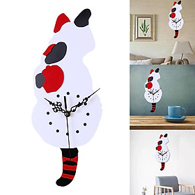 Wall Clock Creative DIY Cat Acrylic Wall Clock with Swing Tail Pendulum for Living Room Bedroom Kitchen Home Décor - Battery Not Included
