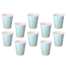 5X 10pcs Glitter Polka Dot Paper Cups Baby Shower Wedding Party Tableware Bule