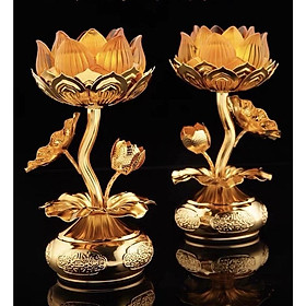 Mua CẶP 2 CHIẾC CHÂN ĐẾ NẾN HOA SEN LƯU LY CAO CẤP THỜ CÚNG TRANG TRÍ