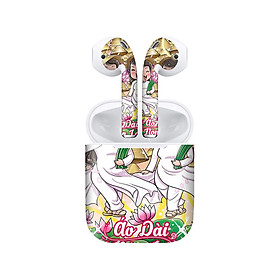 Miếng dán skin chống bẩn cho tai nghe AirPods in hình Áo Dài Nón Lá - Chib001 (bản không dây 1 và 2)