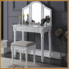 Mua Bộ bàn ghế trang điểm Tundo kèm gương phối màu trắng 82.2 x 45.7 x 76 cm