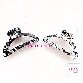 Gắp tóc kim loại 14 răng gấp tóc càng cua phun sơn đốm trắng đen bền chắc