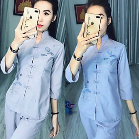 Đồ Lam # Mẫu Cổ Tàu Không Viền # Đồ Bộ Nữ # Quần Áo Nữ