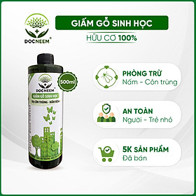 Giấm Gỗ Sinh Học DOCNEEM xua đuổi côn trùng sâu bệnh, trị nấm, bọ trĩ, nhện, rệp, dạng hữu cơ an toàn tuyệt đối, chai dạng phun, dung tích 500ml, chính hãng thương hiệu DOCNEEM