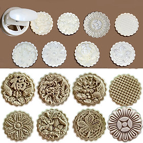 Mua Combo Khuôn Nén Lò Xo + 8 Mặt Làm Bánh Trung Thu 200-250gr 3D Nổi Đẹp Mắt
