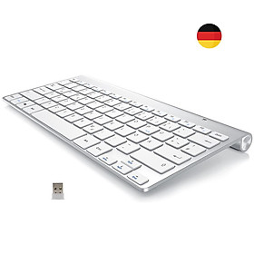 Đức QWERTZ Bàn Phím Không Dây 2.4G Siêu Mỏng Deutsche Bàn Phím Đa Phương Tiện Tiếng Ồn Thấp Cho Laptop Máy Tính Để Bàn Windows Smart Tivi