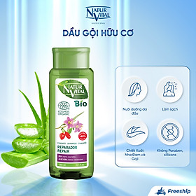 Dầu Gội Hữu Cơ NaturVital Ecocert Repairing Thuần Chay Chiết Xuất Nha Đam, Giúp Phục Hồi, Tăng Cường & Bảo Vệ Điều Kiện Cân Bằng Của Tóc (300ml)