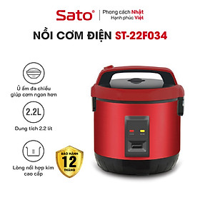 Mua Nồi cơm điện SATO 22F034 2.2 Lít - Thiết kế nắp gài chắc chắn  chống tràn tốt  nút điều khiển đơn giản  tiện dụng - Miễn phí vận chuyển toàn quốc Hàng chính hãng