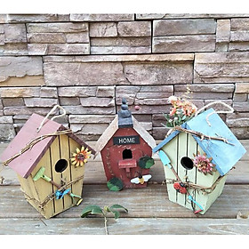 4x Decorative Bird House Hanging House Bird Feeder w/ Jute Cord Garden Decor