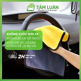 Khăn lau xe ô tô đa năng microfiber màu vàng - xám, siêu thấm hút, không để lại bụi vải, không để lại vệt nước, khổ to, không phai màu - Hàng chính hãng TÂM LUÂN Chổi lau tẩm dầu