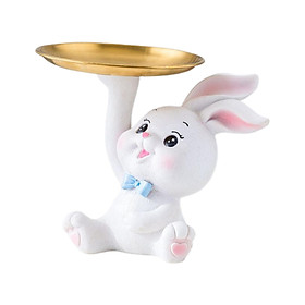 Rabbit Storage Tray Statue Ornament Sculpture for Living Room Entryway Decor