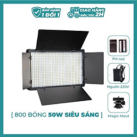 Đèn studio LED U800+ Hỗ trợ studio chụp ảnh, quay phim, livestream - Kèm chân đèn 2m1- Có sẵn 2 viên pin 