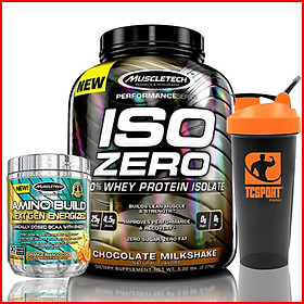 COMBO TĂNG CƠ + BCAA - Iso Zero 4lbs (1.8kg) chocolate + Amino Build 30 lần dùng vị orange mango (cam xoài) - Bổ sung Whey Protein hỗ trợ phát triển cơ bắp nhanh chóng + Bổ sung BCAA hỗ trợ xây dựng phục hồi phát triển cơ + KÈM QUÀ + HÀNG MUSCLETECH NHẬP KHẨU CHÍNH HÃNG TỪ MỸ