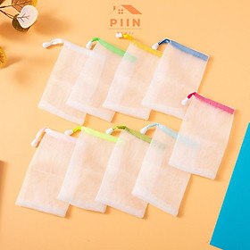 Mua Túi lưới đựng xà phòng tạo bọt tiện lợi PIIN HOUSEE có dây rút  tẩy da chết loại kích thước lớn 2 lớp dày dặn