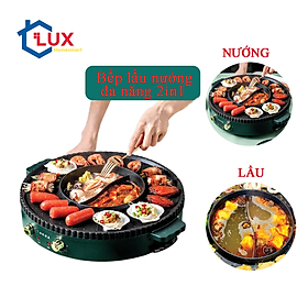 Mua Bếp nướng lẩu đa năng 2 in 1 X2000  nồi lẩu nướng điện không khói 2 ngăn chống dính công suất 1500W cao cấp