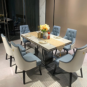 Mua Ghế ăn da chân gỗ phong cách Châu Âu cổ điển sang trọng - Ghế ăn gia đình đẹp dựa lưng êm ái decor trang trí phòng ăn