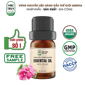 Tinh Dầu Phong Lữ Nguyên Chất Hữu Cơ MỘC THỦY 100ML - Geranium Essential Oil - Khử Mùi Xông Thơm Phòng, Thư Giãn - Đạt chuẩn chất lượng kiểm định