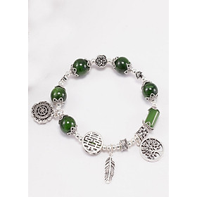 Vòng tay đá diopside phối charm bạc (10mm) Ngọc Quý Gemstones