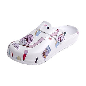 Lightweight Nurse Clogs Slippers Breathable Sanitary Anti Slip Waterproof Printed Slip on Women Nursing Shoes for Outdoor Beach Bathroom