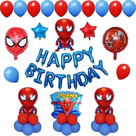 ️Set Bộ Trang Trí Sinh Nhật Siêu Nhân 45 Món, Người Nhện Superman Bé Trai Tặng Kèm Cây Bơm, Keo Dán,...